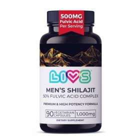 Men's Shilajit Fulvic Acid Complex Pure Himalayan Shilajit Capsules 1000mg of Himalayan Extract per Serving 500mg of Fulvic Acid per Serving 90 C