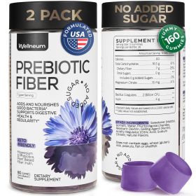2 Pack High Prebiotic Fiber Gummies for Women and Men 7G per Serving Dietary Beet FOS Fiber Magnesium Citrate Inulin Probiotic Gummy Supplement f