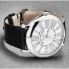 Franck Muller Women's 8038QZRELRACSIL 'Round' Silver Dial Black Leather Strap Swiss Quartz Watch